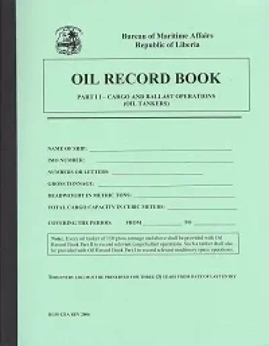 Nautical Equipment Oil record Book Part II